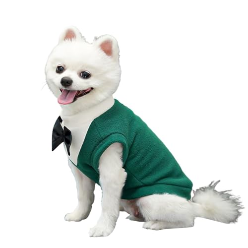 Warme Winterkleidung für Hunde, Hochzeitsjacke, formelle Weste mit Schleife und D-Ring, für kaltes Wetter, für Katzen, Welpen, kleine, mittelgroße und große Hunde, Größe 7XL (Grün) von MeiAOBest
