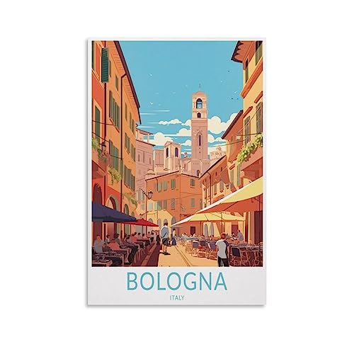 Bologna Italien, Vintage-Reiseposter, Straße, 30 x 45 cm, Wandkunst, Kunstdruck, Leinwand-Kunst-Poster, modernes Familienschlafzimmer-Dekor-Poster von MeiDai