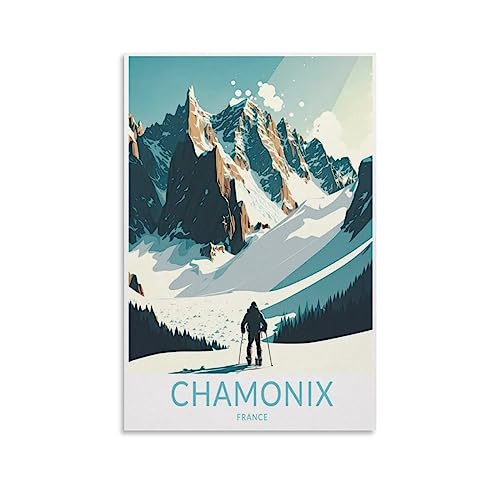 Chamonix Frankreich Vintage Reiseposter Berge 40 x 60 cm Wandkunstdruck Leinwand Kunst Poster Moderne Familie Schlafzimmer Dekor Poster von MeiDai