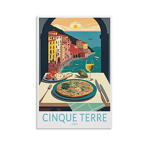 Cinque Terre Italien Vintage Reiseposter Küste 40 x 60 cm Wandkunstdruck Leinwand Kunst Poster Moderne Familie Schlafzimmer Dekor Poster von MeiDai