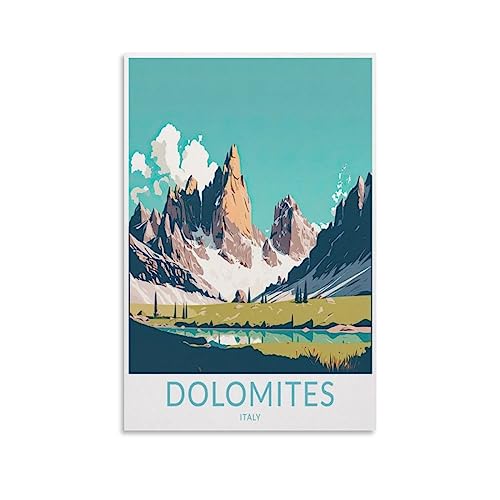 Dolomiten Italien Vintage Reiseposter Berg 30 x 45 cm Wandkunstdruck Leinwand Kunst Poster Moderne Familie Schlafzimmer Dekor Poster von MeiDai