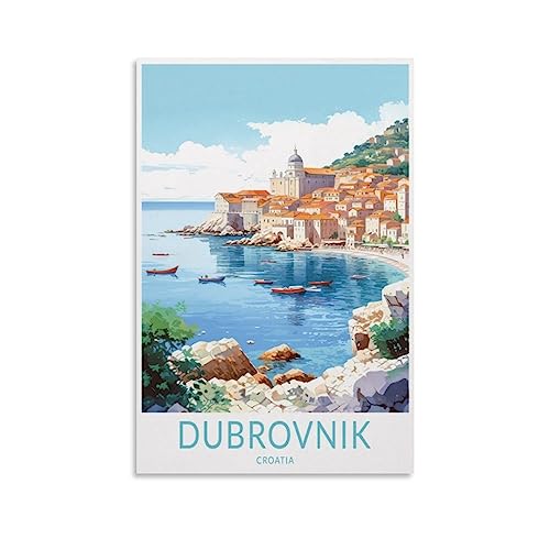 Dubrovnik Kroatien Vintage Reiseposter Küste 20 x 30 cm Wandkunstdruck Leinwand Kunst Poster Moderne Familie Schlafzimmer Dekor Poster von MeiDai