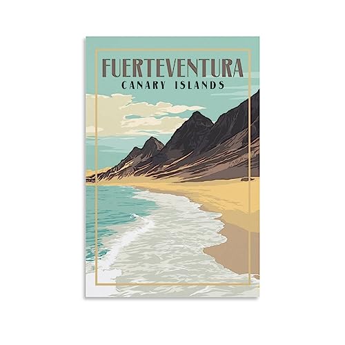 Fuerteventura Kanarische Inseln, Vintage-Reiseposter, Strand, 40 x 60 cm, Wandkunstdruck, Leinwand-Kunst-Poster, modernes Familienschlafzimmer-Dekor-Poster von MeiDai