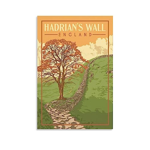 Hadrian's Wall England-Vintage-Reiseposter, Landschaft, 60 x 90 cm, Wandkunstdruck, Leinwand-Kunst-Poster, modernes Familienschlafzimmer-Dekor-Poster von MeiDai