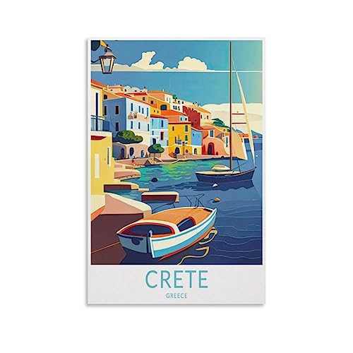 Kreta Griechenland Vintage Reiseposter See 60 x 90 cm Wandkunstdruck Leinwand Kunst Poster Moderne Familie Schlafzimmer Dekor Poster von MeiDai