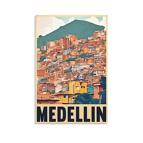 Medellin Vintage-Reise-Poster, Landschaft, 20 x 30 cm, Wandkunst, Kunstdruck, Leinwand-Kunst-Poster, modernes Familienschlafzimmer-Dekor-Poster von MeiDai