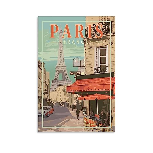 Paris Frankreich Vintage Reiseposter Straße 30 x 45 cm Wandkunstdruck Leinwand Kunst Poster Moderne Familie Schlafzimmer Dekor Poster von MeiDai