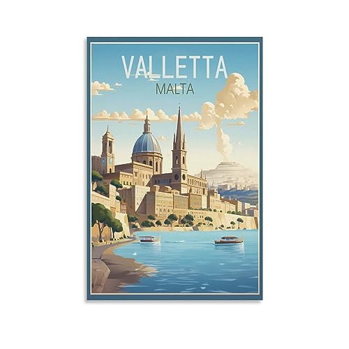 Valletta Malta Vintage Reiseposter See 50 x 75 cm Wandkunstdruck Leinwand Kunst Poster Moderne Familie Schlafzimmer Dekor Poster von MeiDai