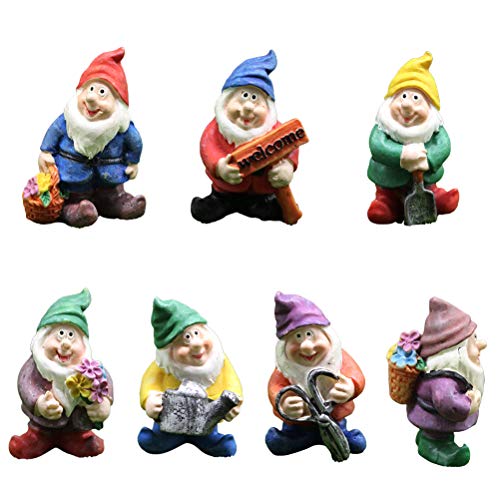 MeiLiu 7 Stück Weihnachtsschmuck Zwerg Statue, Garten Bonsai Statue, Mini Kinderspielzeug Geschenk, lustige DIY Polyresin Figuren für Outdoor Home Yard Dekoration von MeiLiu