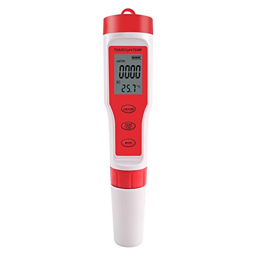 Meichoon 4 in 1 Digitales pH-Messgerät mit ATC PH/TDS/EC/Temperaturmesser Hohe Genauigkeit Taschengröße Wasserqualitätstester für Pools Labor Trinkwasser Teich Bierbrauen Aquarien DH08 von Meichoon