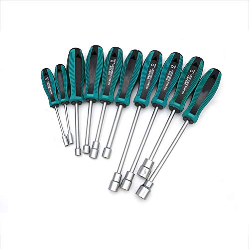 Meichoon DF07 Steckschlüssel, Schraubendreher, nicht-magnetische Spitze, Metall, Sechskantmutter, Schraubendreher, Handwerkzeug, 3–10 mm, 10 Stück von Meichoon