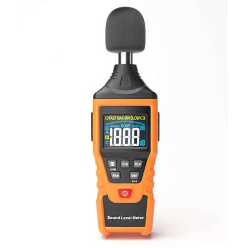 Meichoon Dezibel-Messgerät Hochpräzises Digitales Schallpegelmessgerät A/C-Bewerteter Bereich 30-130 dB MAX/MIN USB-Schnittstelle für Outdoor-Heimfabrik von Meichoon