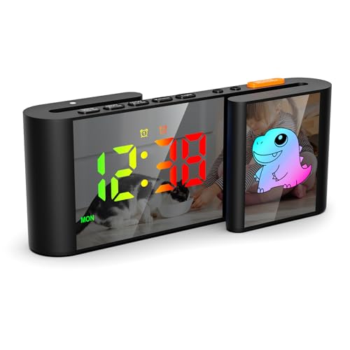 Meichoon Digitaler Wecker Spiegel LED Elektronische Uhr mit RGB Buntes Nachtlicht Dual Screen Dual Wecker USB Schnittstelle 6 Stufen Helligkeitseinstellung AC72Schwarz Dinosaurier Meichoon Digitaler Wecker Spiegel LED Elektronische Uhr mit RGB Buntes Nachtlicht Dual Screen Dual Wecker USB Schnittstelle 6 Stufen Helligkeitseinstellung AC72Schwarz Dinosaurier von Meichoon