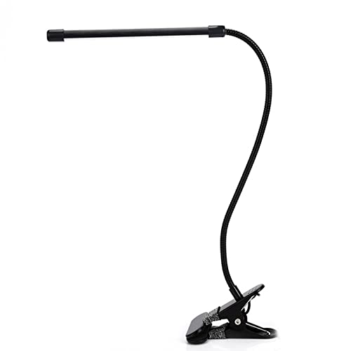 Meichoon Schreibtischlampe mit Klemme Desktop Clip On LED Beleuchtungslicht Metallschlauch Augenschonende für Schlafzimmer Nachttisch Büro Arbeitszimmer UK10 Schwarz von Meichoon