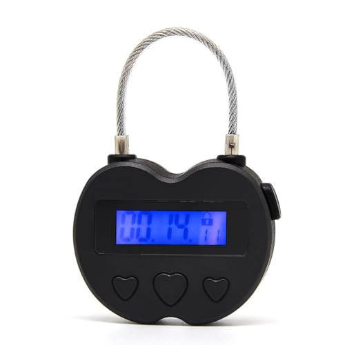 Meichoon Timer-Sperre Intelligentes Vorhängeschloss für Keuschheitskontrolle LCD-Display 99-Stunden-Countdown Ideal für Spiele für Erwachsene und Verhaltenstraining Schwarz von Meichoon