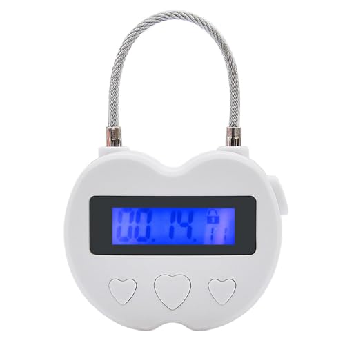Meichoon Timer-Sperre Intelligentes Vorhängeschloss für Keuschheitskontrolle LCD-Display 99-Stunden-Countdown Ideal für Spiele für Erwachsene und Verhaltenstraining Weiß von Meichoon