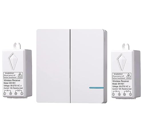 Meichoon Wireless Light Switch and Receiver Kit Waterproof No Wiring Required Up to 100ft Range Programmable and Expandable for Ceiling Fans Lamps Easy to Install 1 Two-Way Switch + 2 Receiver Meichoon Wireless Light Switch and Receiver Kit Waterproof No Wiring Required Up to 100ft Range Programmable and Expandable for Ceiling Fans Lamps Easy to Install 1 Two-Way Switch + 2 Receiver von Meichoon