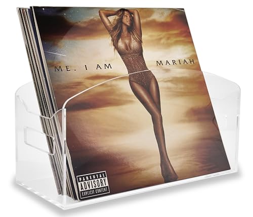 Meicloud Schallplatten Aufbewahrung - Acryl Schallplattenständer, Durchsichtiges Vinyl Halter, Modern Plattenregal mit Griffen, Schallplatten Halter & lp Ständer für 35-45 LPs von Meicloud