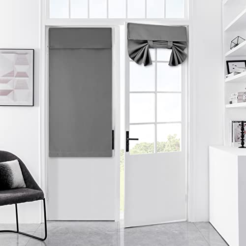 Meider Türvorhänge für Türen, Fenster, französische Türvorhänge für Privatsphäre, einfach zu installierende Tricia-Türverkleidungen, waschbarer Vorhang (grau, 63x101 cm) von Meider