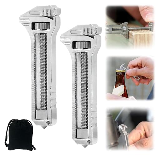 2 Stück Mini Multitool Wrench - Kompaktes Titan-Multitool Mit Bieröffner, Nagelzieher Und Schraubenschlüssel von Meifiyu