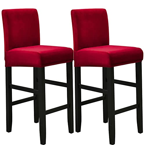 Meigeh Barhocker Bezüge Samt Esszimmer Bar Stuhlhussen Stretch Stühle Überzüge für Barhocker Stuhlbezüge 2 Stück Burgund von Meigeh