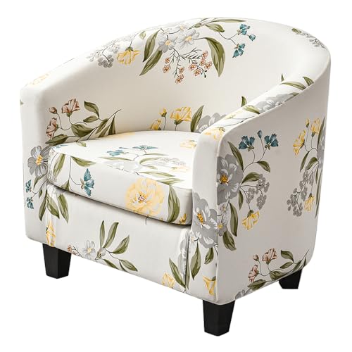 Meigeh Sesselbezug Tub Clubsessel Stuhlbezüge Sesselschoner 2 Stück Sesselhusse Stretch Sesselüberwurf für Tullsta Blume von Meigeh