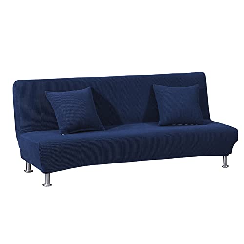 Sofabezug ohne armlehnen Stretch Armlose sofaüberwurf Sofahusse Ohne Armlehne 1 sitzer Sofa Abdeckung Schlafsofa bezug Marine, kein Kissenbezug von Meigeh