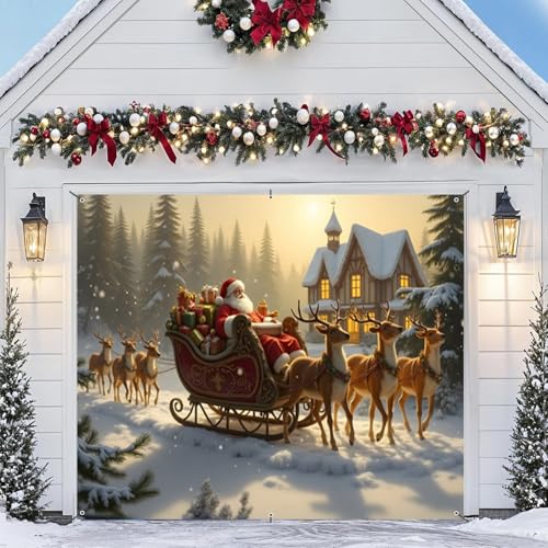 Garagentorabdeckung für Weihnachten, 2,1 x 2,4 m, Polyester, Weihnachtsmann Rentier, Weihnachts-Hintergründe, Winter-Onederland-Wandbanner für den Innen- und Außenbereich, Zuhause, Urlaub, Party Garagentorabdeckung für Weihnachten, 2,1 x 2,4 m, Polyester, Weihnachtsmann Rentier, Weihnachts-Hintergründe, Winter-Onederland-Wandbanner für den Innen- und Außenbereich, Zuhause, Urlaub, Party von Meiguiman