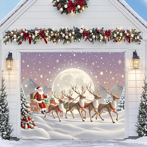 Weihnachts-Garagentor-Abdeckung, Dekorationen, 2,1 x 2,4 m, Polyester, Weihnachtsmann Rentier, Weihnachts-Hintergründe, Winter-Onederland-Wandbanner für den Innen- und Außenbereich, Zuhause, Urlaub Weihnachts-Garagentor-Abdeckung, Dekorationen, 2,1 x 2,4 m, Polyester, Weihnachtsmann Rentier, Weihnachts-Hintergründe, Winter-Onederland-Wandbanner für den Innen- und Außenbereich, Zuhause, Urlaub von Meiguiman