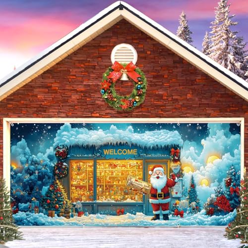Weihnachts-Garagentorabdeckung, Dekoration, 2,1 x 4,8 m, Polyester, Willkommen im Spielzeuggeschäft, Garagentorabdeckung, Banner für Familienurlaub, Neujahr, Winterparty, Urlaub Weihnachts-Garagentorabdeckung, Dekoration, 2,1 x 4,8 m, Polyester, Willkommen im Spielzeuggeschäft, Garagentorabdeckung, Banner für Familienurlaub, Neujahr, Winterparty, Urlaub von Meiguiman