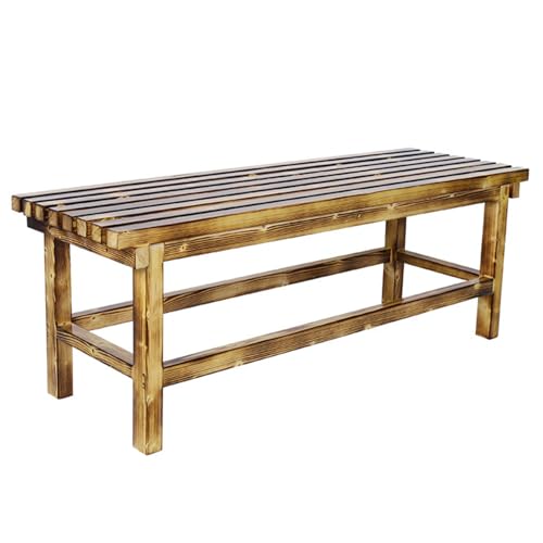 Meihkkud Gartenbank aus Holz, 2-Sitzer Parkbank, Park Sitzbank, für 3 Personen, für den Außenbereich(90 * 40 * 40cm/35.4 * 15.7 * 15.7in,C) von Meihkkud