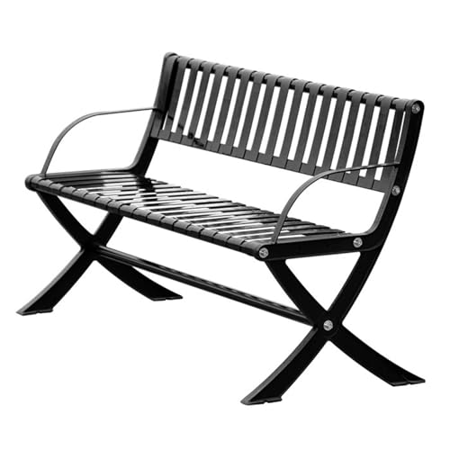 Meihkkud MetallGartenbank, Außenterrassenbank mit Armlehnen und Rücken, Massive Gartenbank,für Garten, Balkon und Terrasse(150 * 52 * 72cm/59 * 20.4 * 28.3in) von Meihkkud