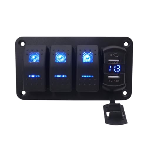 12-24V DC Ein/Aus LED Wippschalter Toggle Switch Panel mit Dual 4.8A und Voltmeter Anzug für Auto RV Marine Boot 12-24V DC Ein/Aus LED Wippschalter Toggle Switch Panel mit Dual 4.8A und Voltmeter Anzug für Auto RV Marine Boot von Meijeegu