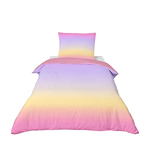 Baby Kinder Bettwäsche mit Kopfkissenbezug, Mateju Mädchen Junge Mikrofaser Bettbezüge mit Reißverschluss, Kinderbettwäsche-Set Babybettwäsche (Helles Lila,2pcs-100x135+40x60cm) von Meiju-shop
