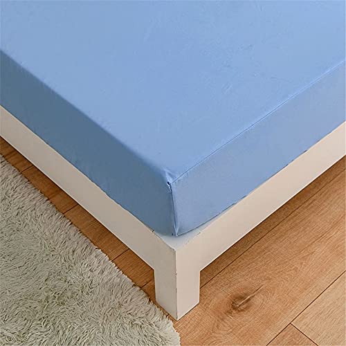 Einfarbig Spannbettlaken für Einzelbett Doppelbett, Mateju Weiche Atmungsaktivem Hochwertiges Mikrofaser Spannbetttuch,Tiefe Tasche,Verfügbar in verschiedenen Größen (Blau,90x200x27cm) von Meiju-shop