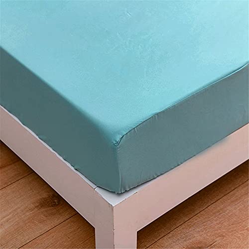 Einfarbig Spannbettlaken für Einzelbett Doppelbett, Mateju Weiche Atmungsaktivem Hochwertiges Mikrofaser Spannbetttuch,Tiefe Tasche,Verfügbar in verschiedenen Größen (Blauer See,150x200x27cm) von Meiju-shop