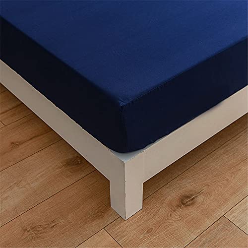 Einfarbig Spannbettlaken für Einzelbett Doppelbett, Mateju Weiche Atmungsaktivem Hochwertiges Mikrofaser Spannbetttuch,Tiefe Tasche,Verfügbar in verschiedenen Größen (Dunkelblau,150x200x27cm) von Meiju-shop