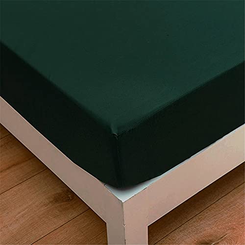Einfarbig Spannbettlaken für Einzelbett Doppelbett, Mateju Weiche Atmungsaktivem Hochwertiges Mikrofaser Spannbetttuch,Tiefe Tasche,Verfügbar in verschiedenen Größen (Dunkelgrün,150x200x27cm) von Meiju-shop