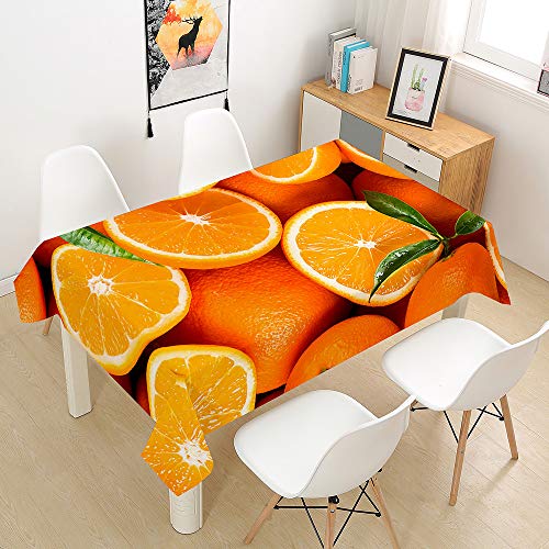 Mateju 3D Bunte Tischdecke Abwaschbar, Furnily Rechteck Polyester Wasserdicht Fleckschutz Ölfest, Pflegeleicht Outdoor Garten Deko Mehrzweck (Orange,100x140cm) von Meiju-shop