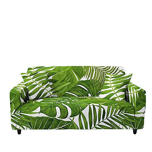 Mateju Grüne Pflanzen Sofabezug Sofa Überwürfe L Form 1/2/3/4-Sitzer- Elastische Stretch Sofa Abdeckung - Antirutsch Sofa Schonbezug Couchbezug für Wohnzimmer (Monstera,2-Sitzer 145-185cm) von Meiju-shop