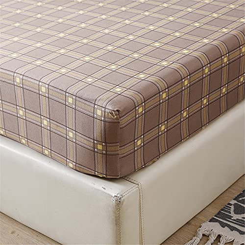 Mateju Spannbetttuch Mikrofaser für Boxspringbett, Weiche Atmungsaktivem Moderne Druck Spannbettlaken für Einzelbett und Doppelbett, Verfügbar in verschiedenen Größen (Braunes Vichy,120x200+20cm) von Meiju-shop