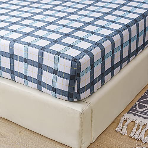 Mateju Spannbetttuch Mikrofaser für Boxspringbett, Weiche Atmungsaktivem Moderne Druck Spannbettlaken für Einzelbett und Doppelbett, Verfügbar in verschiedenen Größen (Grüne Plaid,200x220+20cm) von Meiju-shop