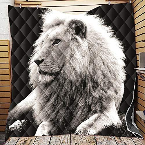 Mateju Tagesdecke Bettüberwurf mit 3D Löwendruck, Steppdecke Mikrofaser Doppelbett Einselbetten Tagesdecken Gesteppt Bettwäsche Sofaüberwurf Stepp Gesteppter Quilt (Schwarzweißfotografie,226 * 280cm) von Meiju-shop