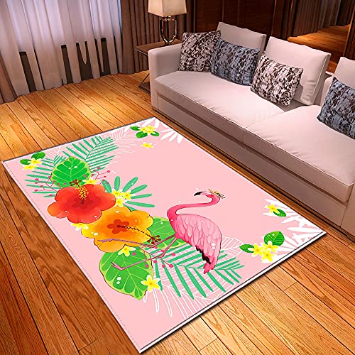Mateju Teppich Schlafzimmer Wohnzimmer Teppich 3D Dekoration Waschbarer Flanell Teppiche Balkon Terrasse Küchenteppich Bodenmatte Fußmatte (Flamingo 1,40x60cm) von Meiju-shop