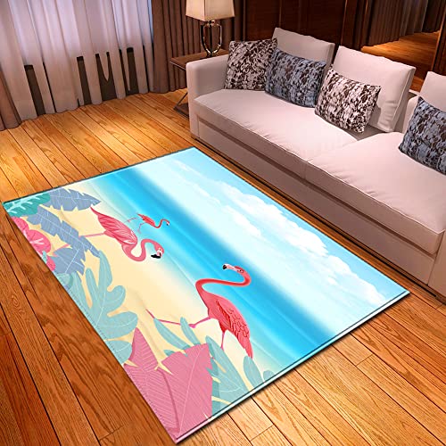 Mateju Teppich Schlafzimmer Wohnzimmer Teppich 3D Dekoration Waschbarer Flanell Teppiche Balkon Terrasse Küchenteppich Bodenmatte Fußmatte (Flamingo 8,50x80cm) von Meiju-shop