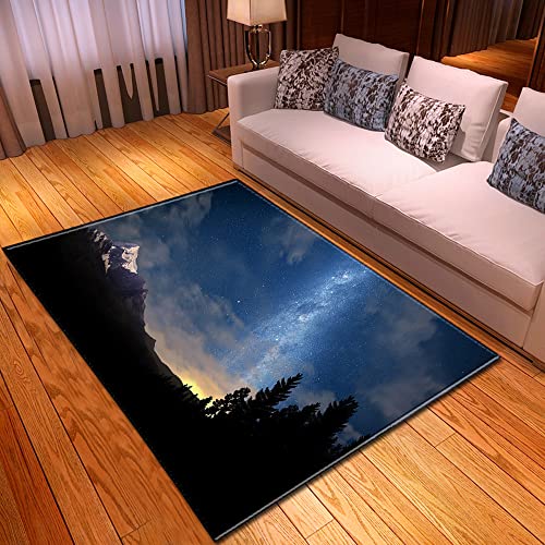 Mateju Teppich Schlafzimmer Wohnzimmer Teppich Galaxis 3D Dekoration Waschbarer Flanell Teppiche Balkon Terrasse Küchenteppich Bodenmatte Fußmatte (Nordisch,80x120cm) von Meiju-shop