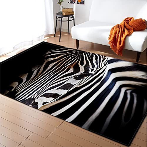 Mateju Teppich Schlafzimmer Wohnzimmer Teppich Tier 3D Dekoration Waschbarer Flanell Teppiche Balkon Terrasse Küchenteppich Bodenmatte Fußmatte (Zebra,50x80cm) von Meiju-shop