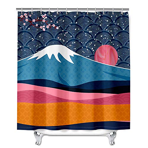 Mateju Wasserdicht Duschvorhang Staubdicht, 3D Berglandschaft Druck Duschvorhänge Waschbar Polyester Stoff Badvorhang mit 12 Duschvorhängeringen für Badewanne und Bathroom (Schneeberg,120x180cm) von Meiju-shop