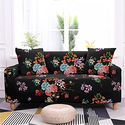 Meiju-shop Mateju 3D Blumen Sofabezug Sofa Überwürfe L Form 1/2/3/4-Sitzer- Elastische Stretch Sofa Abdeckung - Antirutsch Sofa Schonbezug Couchbezug für Wohnzimmer (Elegante Rose,4-Sitzer 235-300cm) von Meiju-shop