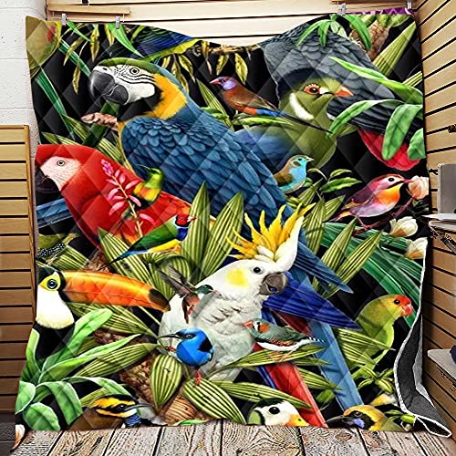 Meiju-shop Mateju Gesteppte Tagesdecke Einzelbett Sommerbettdecke Leichtsteppbett Sommer Kühler Steppdecke, Waschbar Weich Und Hautfreundlich Bequeme Atmungsaktive (Tukan,200x230cm) von Meiju-shop